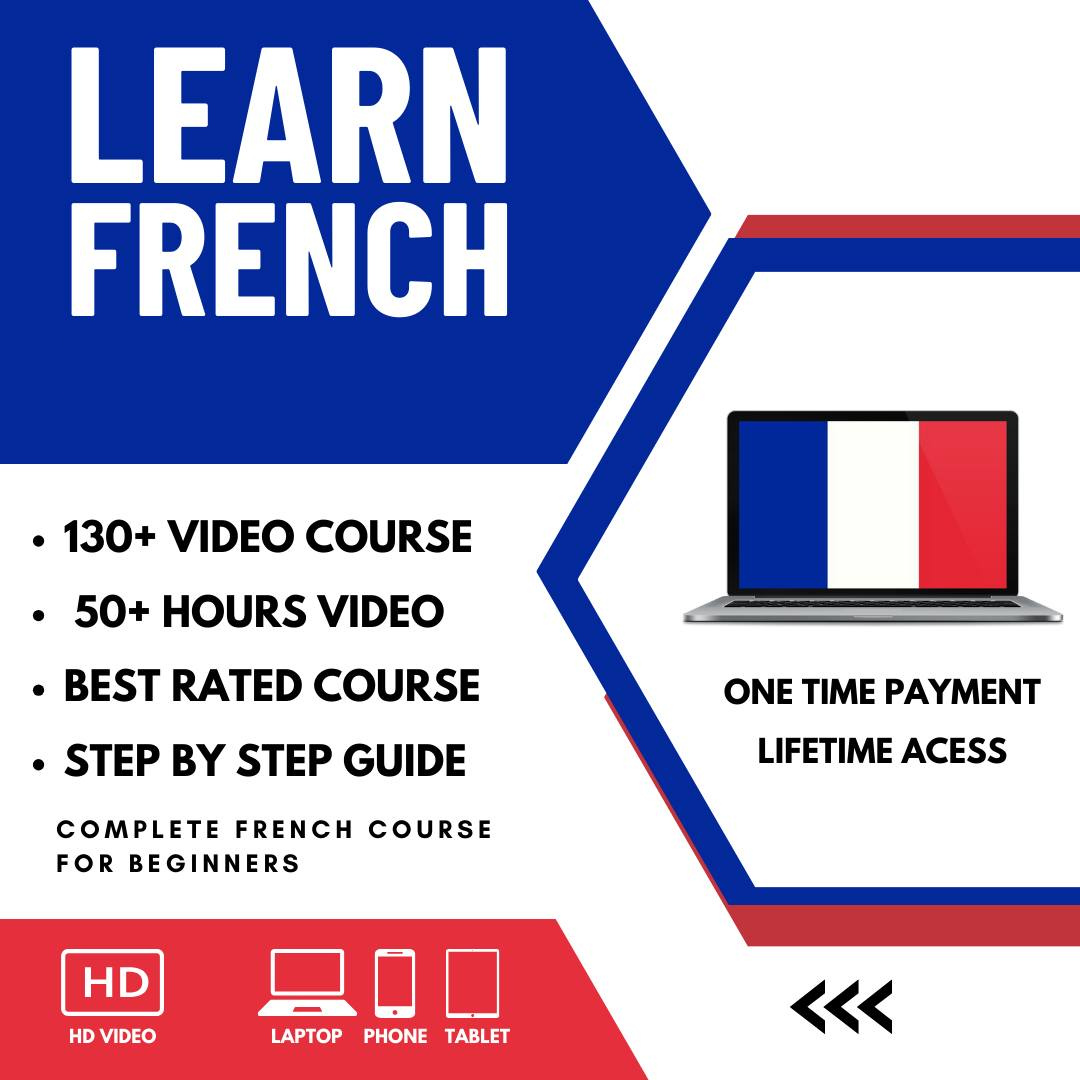 Learn French 130+ Video Lessons, 50+ Hours, Just $9!