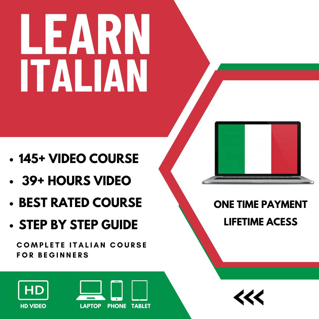 Learn Italian 145+ Video Lessons, 39+ Hours, Just $9!