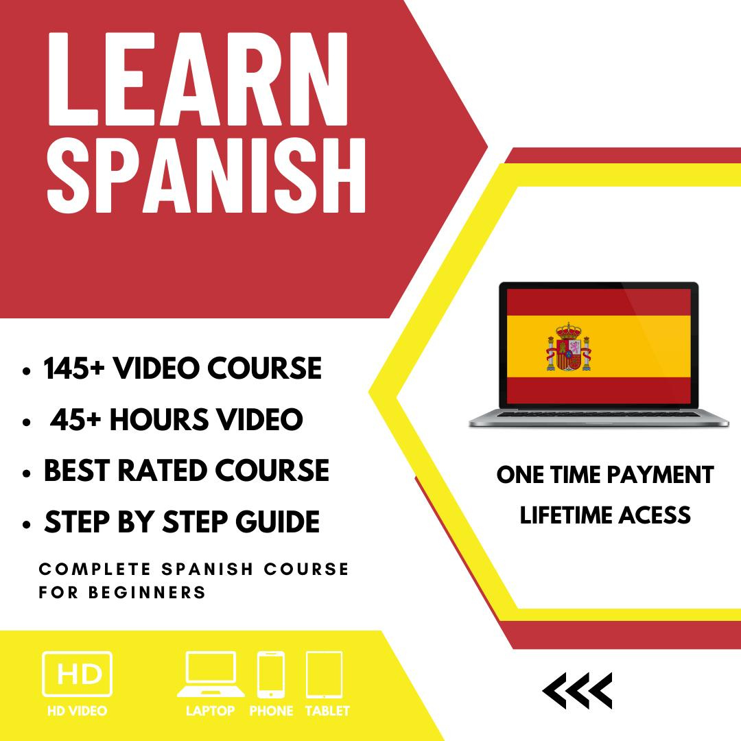 Learn Spanish 145+ Video Lessons, 45+ Hours, Just $9!