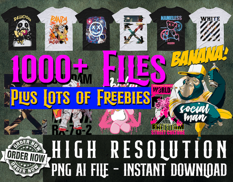 1000+ Design Bundle High Resolution Tshirt Designs, AI / PNG / Instant Download